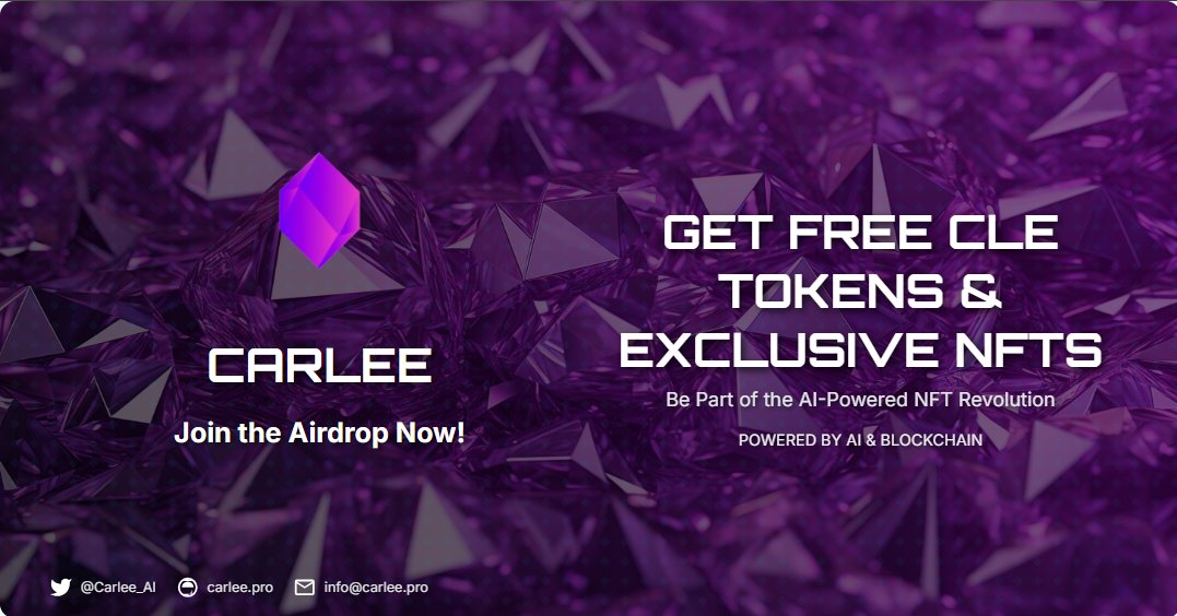 🚀 Carlee Launches Today! Join the AI-Powered NFT Revolution at carlee.pro. Claim free CLE Tokens &amp; NFTs via our airdrop at carlee.pro/airdrop/. Follow us for updates! #NFTs #Blockchain #AI