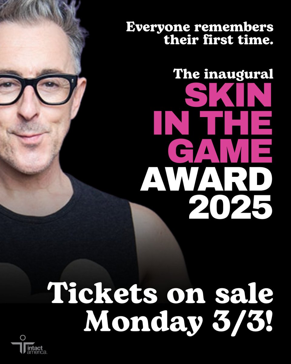 intactamerica's tweet image. 🚀 2 DAYS TO GO! 🚀
Just 48 hours until tickets drop for the SKIN IN THE GAME AWARD! Don’t miss your chance to celebrate Alan Cumming and his inspiring #intactivism. 🏆✨

📅 Event Date: April 30, 2025
🎟 Tickets Available: March 3, 2025
skininthegame.org/award