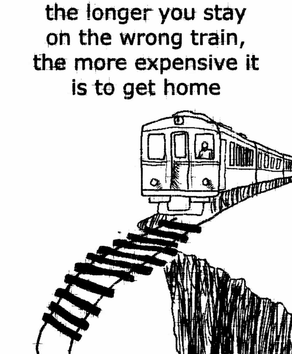 You're on the wrong train, going away from home.

If you pull the lever, the train will switch tracks and you'll be headed back where you were, but will have to admit to yourself the train was going the wrong direction in the first place.

Do you pull the lever?

Ethereum.