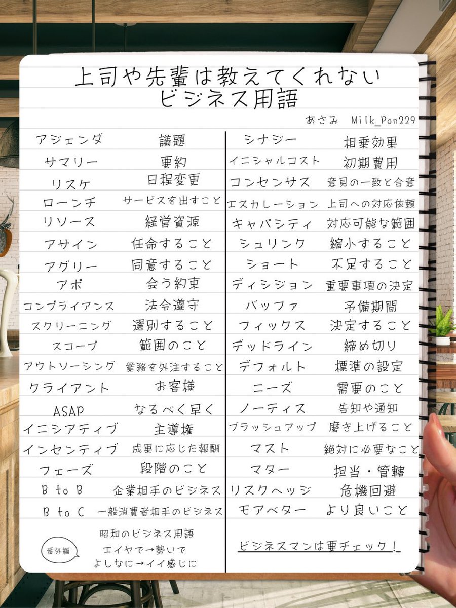 MILK_Pon229's tweet photo. みんなムダに使いたがる。
社会人なら覚えておきたい『ビジネス用語完全ガイド』↓↓ https://t.co/hRGMdh0HZZ