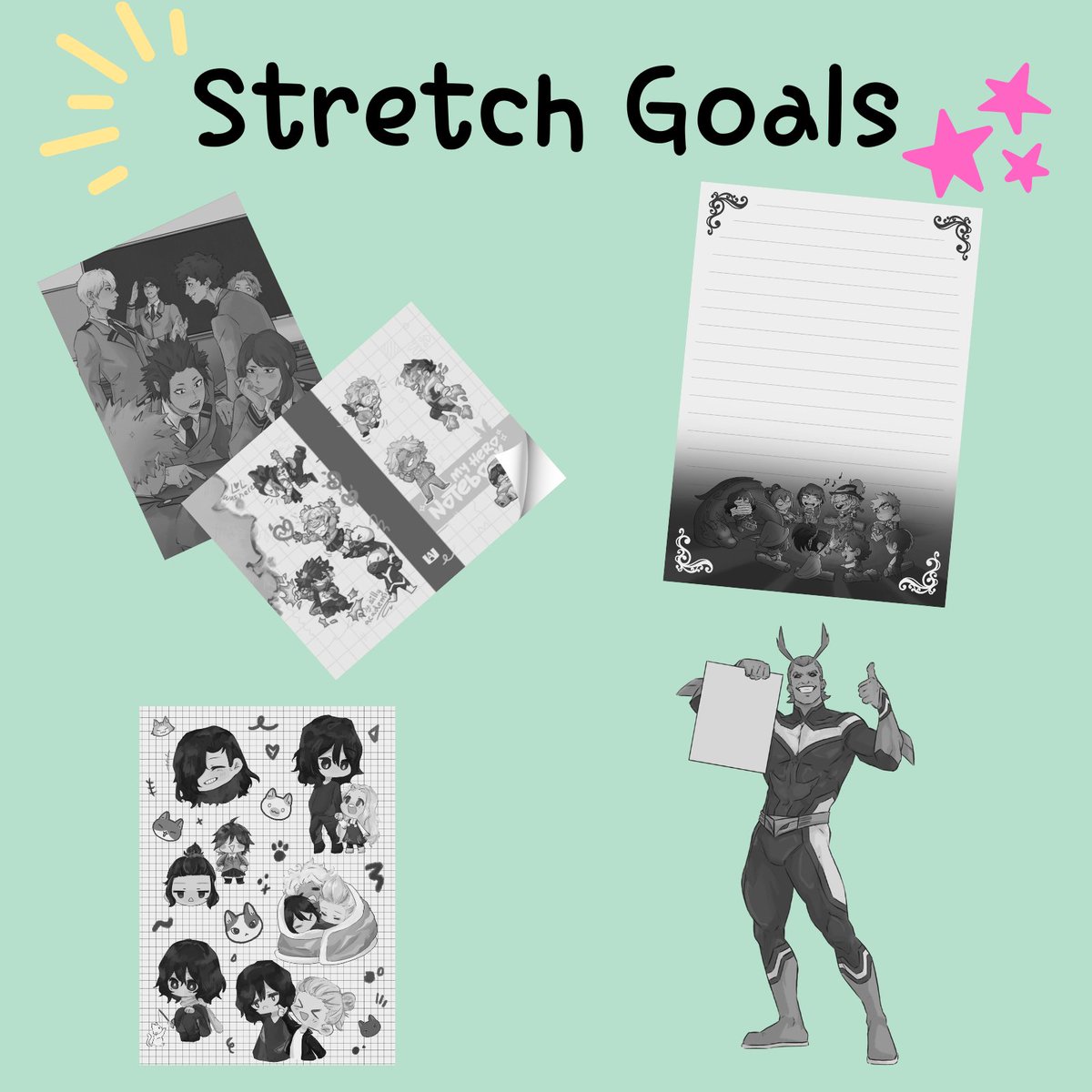 💕✏️ STRETCH GOALS 🖊💕

Here's a quick glimpse at our stretch goals to be unlocked! We have some absolutely amazing items, so help us reach them all! If we do, there might be some more up our sleeve... 👀✨️