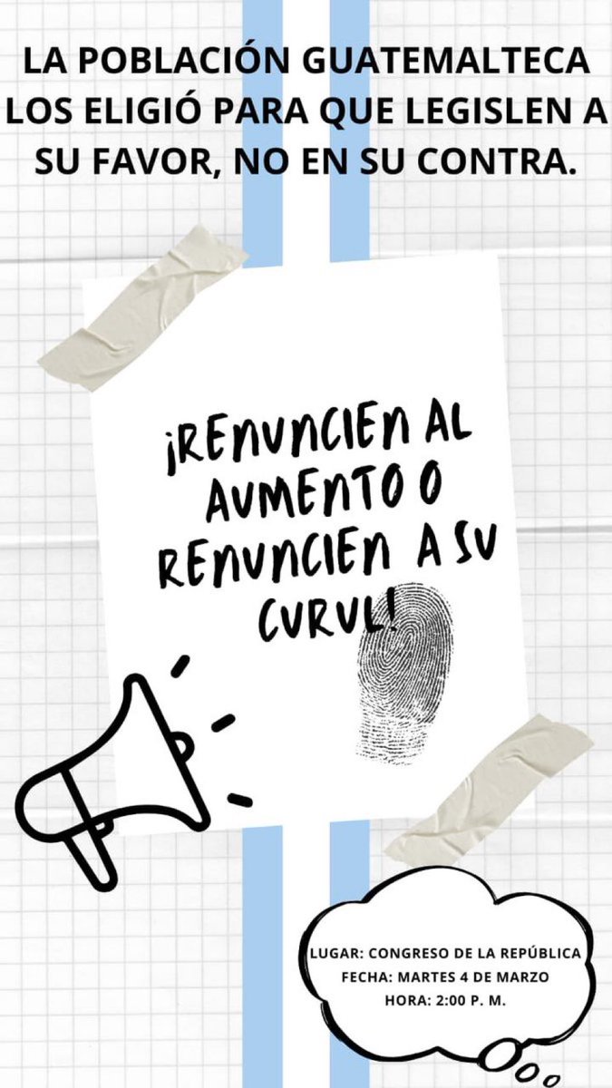 🪧 Convocan a protesta contra el aumento de salario para diputados ‼️🗣️
Martes 4 de marzo / frente al Congreso de la República.