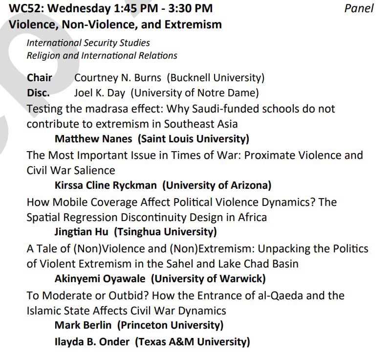 Mark Berlin (@mark_berlin2) on Twitter photo Excited for ISA 2025! Looking forward to seeing lots of friends and presenting research with <a href="/ilaydaonder/">Ilayda Onder</a> on armed group restraint in civil wars Excited for ISA 2025! Looking forward to seeing lots of friends and presenting research with <a href="/ilaydaonder/">Ilayda Onder</a> on armed group restraint in civil wars