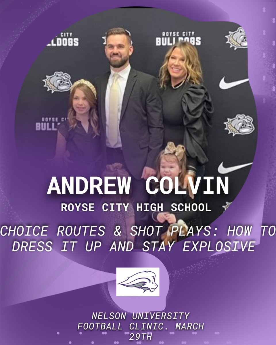 NELSON Football (@nelsonufootball) on Twitter photo Nelson University Football Clinic- Speaker #9
<a href="/CoachColvin7/">Andrew Colvin</a>
"Choice Routes & Shot Plays"
-$25 Per Coach
-$100 for entire staff
Saturday, March 29th
Register Today ⬇️
forms.gle/R7FfmnPfwXB3AY… Nelson University Football Clinic- Speaker #9
<a href="/CoachColvin7/">Andrew Colvin</a>
"Choice Routes & Shot Plays"
-$25 Per Coach
-$100 for entire staff
Saturday, March 29th
Register Today ⬇️
forms.gle/R7FfmnPfwXB3AY…