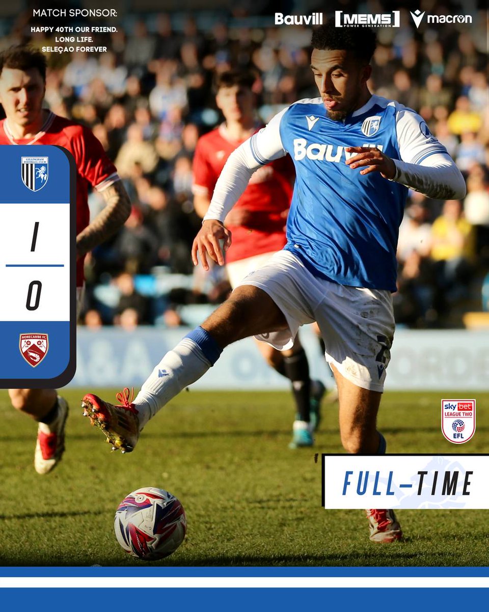 TheGillsFC's tweet image. FT: Gillingham 1-0 Morecambe

GET IN!!!!!! 

YES!!!!!!  

#Gills