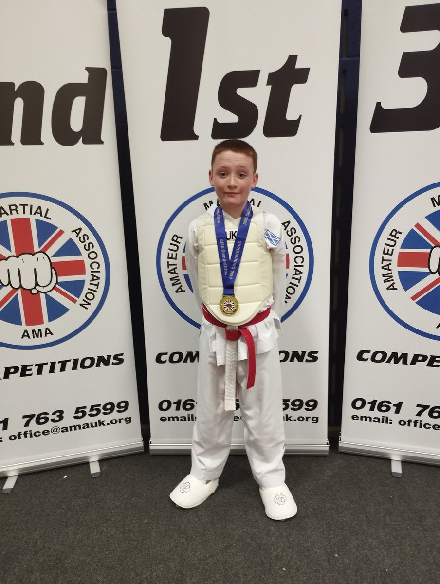 Well, first gold for a wee while. So proud of our boy, he fought his heart out 💙💛 Hard work pays off <a href="/wukfonline/">WUKF World Karate</a>
