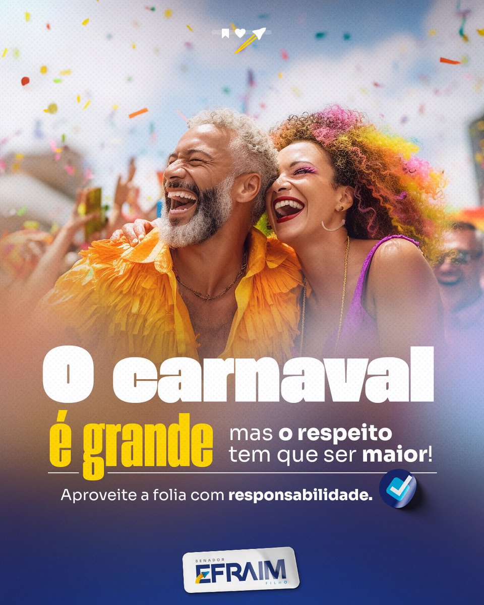 efraimfilho's tweet photo. 😀 Desejamos a todos um ótimo Carnaval. Aproveite para festejar 🎭✨, curtir os amigos e renovar as energias. Tudo com muita paz, alegria e responsabilidade!

#Carnaval2025 #Tradição #Respeito #Empatia https://t.co/E5cFuyWYuB