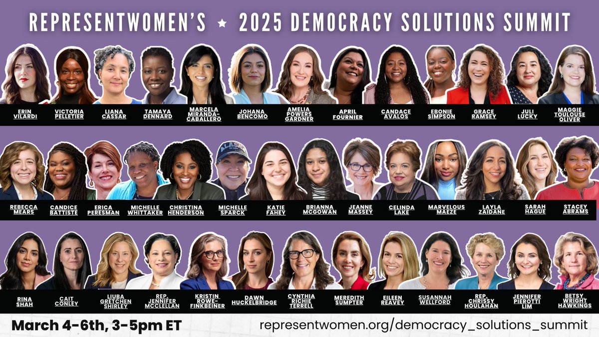 RepresentWomen's tweet image. Register for our 4th annual — virtual — #DemocracySolutionsSummit March 4th thru 6th from 3-5pm featuring an incredible lineup of #WomenLeaders us06web.zoom.us/webinar/regist…