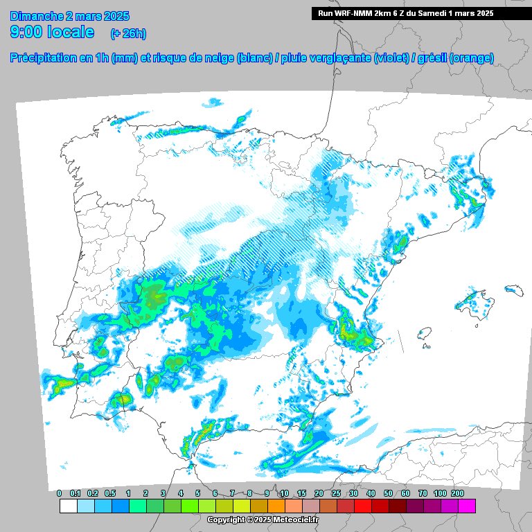 meteo_tetuan's tweet photo. 5,9°C en #Tetuán. Se está dando la temperatura mínima del día. Las precipitaciones continuarán en las próximas horas, pero también hay que estar pendientes de la #cotadenieve durante la madrugada y la mañana del #domingo, ya que puntualmente puede nevar débilmente en #Madrid 🌨️ https://t.co/KjHavDniwg