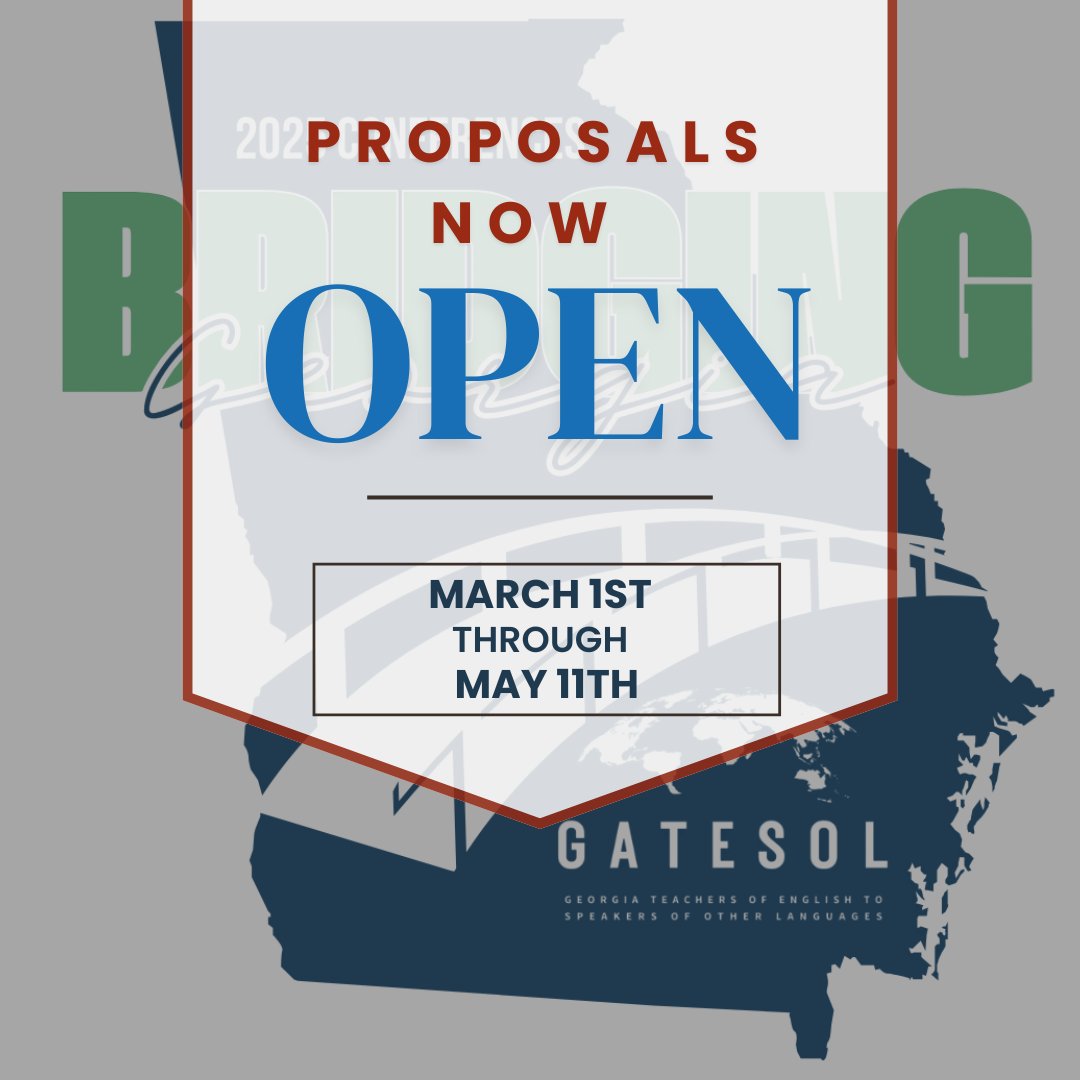 The proposal window is officially open! 
You can assess the link through the conference page at GaTESOL.org or clicking the link below! 

whova.com/call_for_speak…