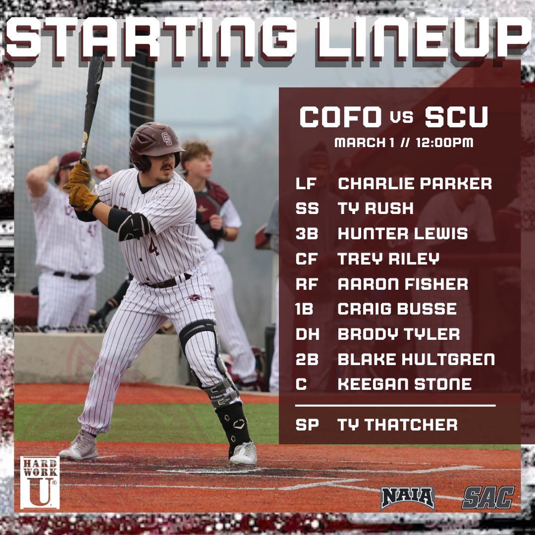 CofO Baseball (@cofobaseball) on Twitter photo Bobcats wrap up the <a href="/Sooner_Athletic/">The Sooner Athletic Conference</a> Series with Southwestern Christian with a single game starting at 12:00pm.
Ty Thatcher will get the start. Check out the rest of the starting lineup.
Livestream is available through the link in our bio. Bobcats wrap up the <a href="/Sooner_Athletic/">The Sooner Athletic Conference</a> Series with Southwestern Christian with a single game starting at 12:00pm.
Ty Thatcher will get the start. Check out the rest of the starting lineup.
Livestream is available through the link in our bio.