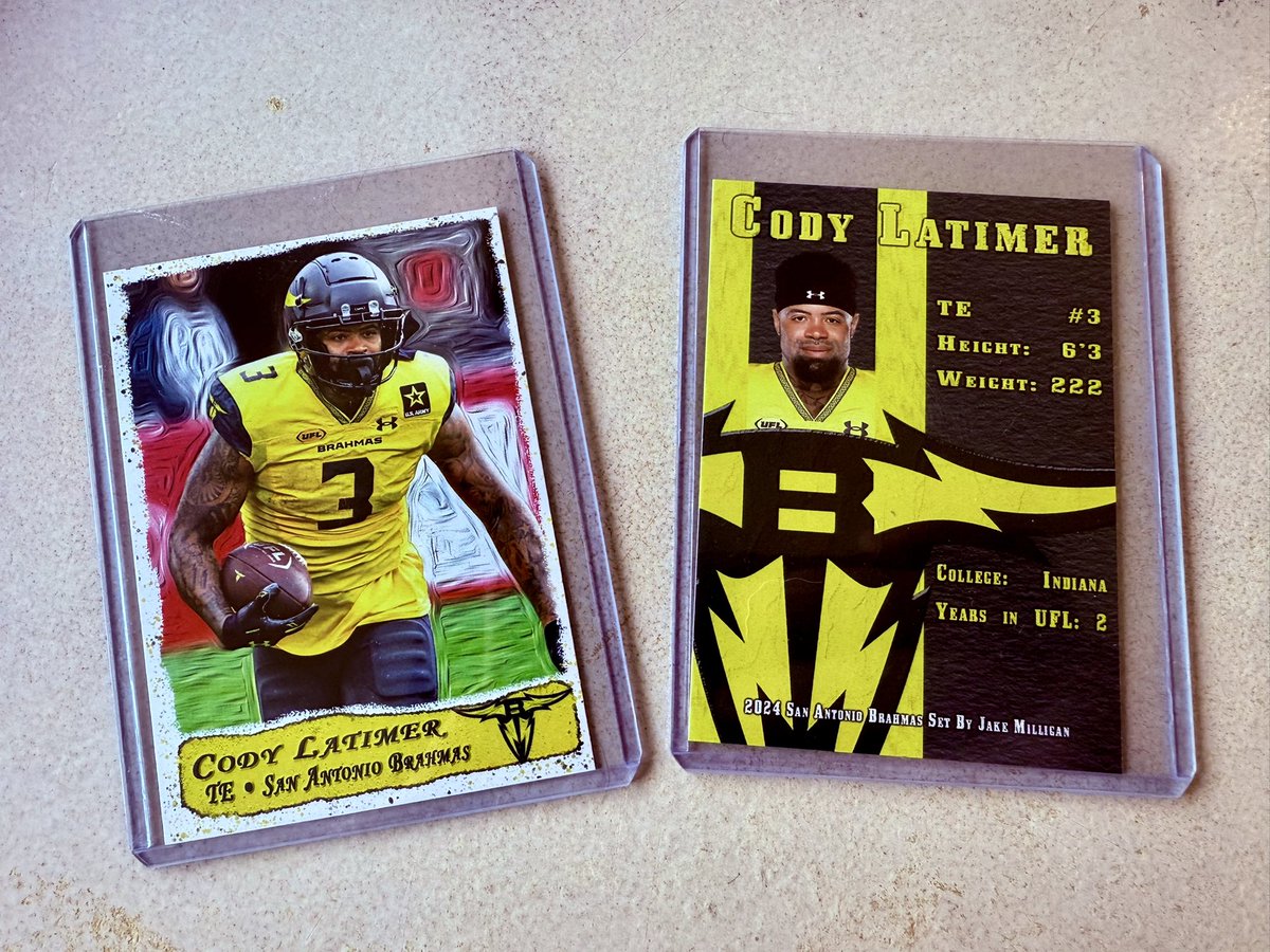 TE Cody Latimer

2023 Orlando Guardians
2023 San Antonio Brahmas

<a href="/CodyLatimer14/">Clats12</a> #UFL #XFL #SA #SanAntonioBrahmas #Brahmas #custom