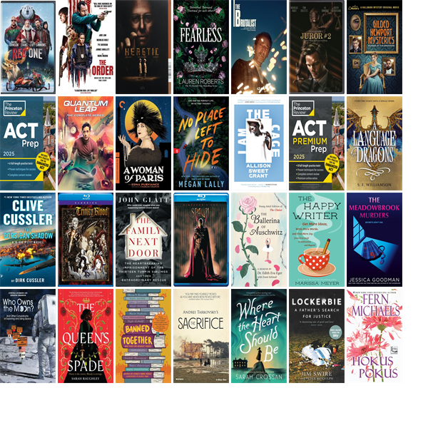 This week the Framingham Public Library has 61 new books and 17 new movies.  New items include Red One, The Order, Heretic, Fearless, The Brutalist, Juror #2, Young Sheldon, Sound of Hope, Gilded Newport Mysteries, Quantum Leap, and A Woman of Paris. wowbrary.org/nu.aspx?p=901-…