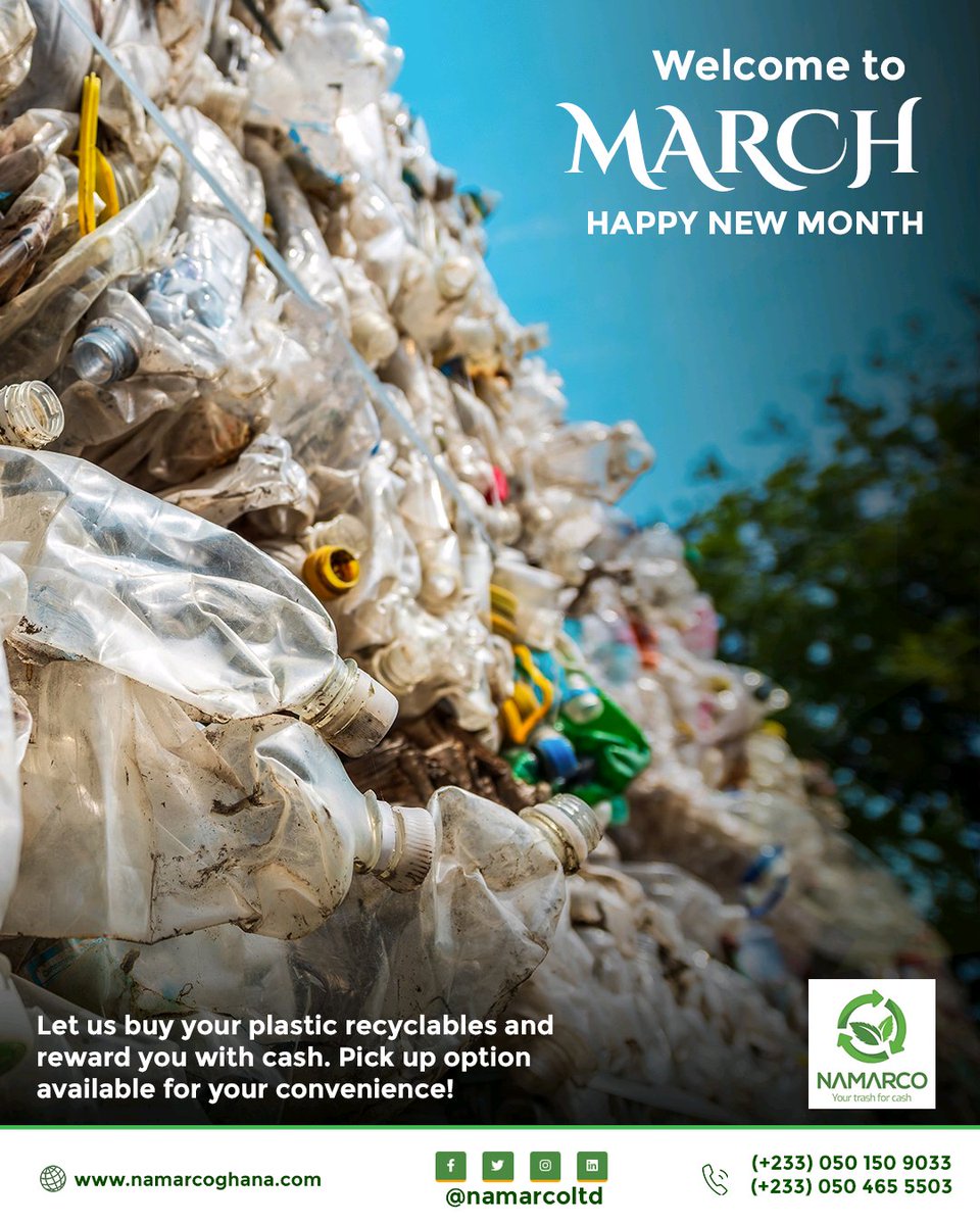 namarcoltd's tweet photo. Happy New Month! Chop Money from Waste! 💰

That plastic bottle in your hand fit give you cash! ♻️

Gather all your plastic waste and drop it at NAMARCO buy-back centres and make some extra cash.

#NAMARCO #GHANAMONTH https://t.co/LyQwnDoHZt
