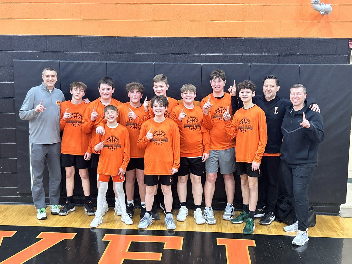 LybaBasketball's tweet image. Team Kimmey defeated Team Gatsos in the 7/8th grade boys finals! Great season gentlemen! 🧡🖤🏀💪@Loveland_MensBB