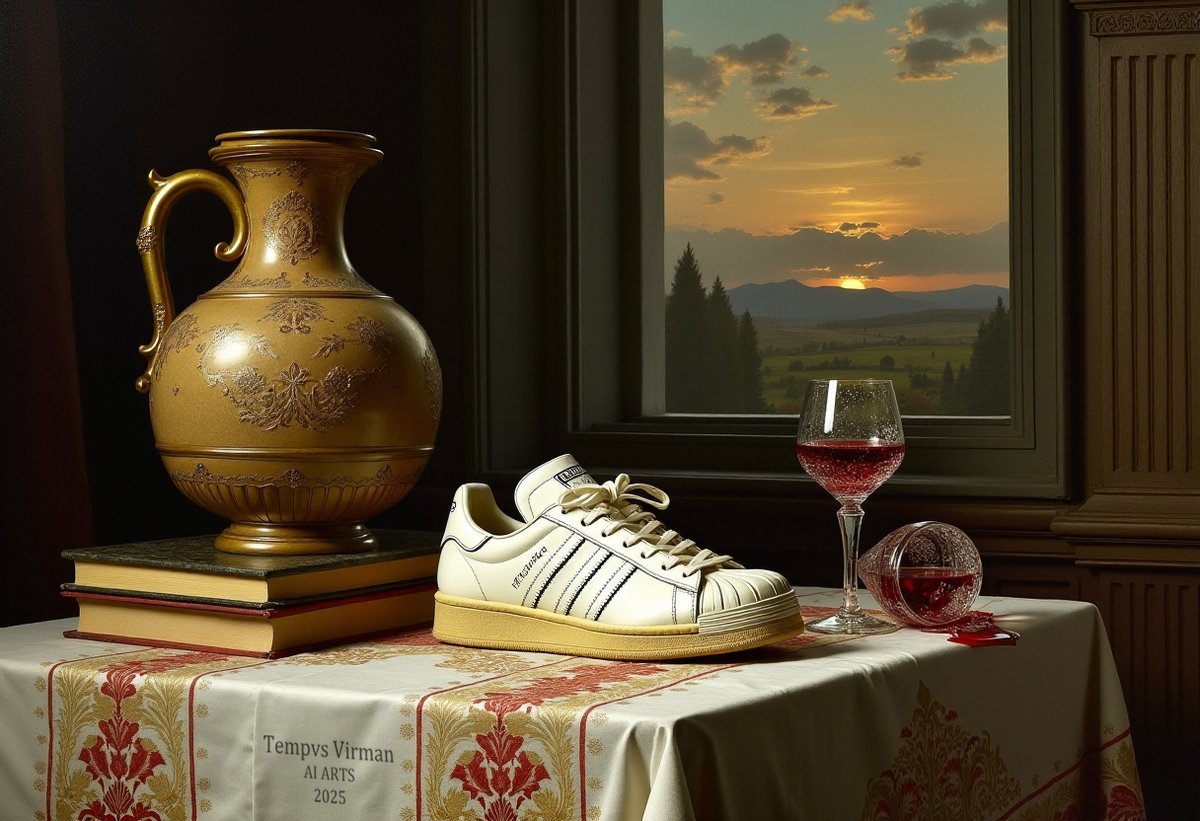 TempvsV's tweet photo. Trainers at Sunrise 
#art, #AI ,#StillLife ,#Trainers,#Adidas,#TempvsVir https://t.co/P9En97boCE