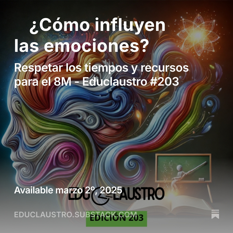 🔜 Mañana volvemos con la Edición 203 del <a href="/educlaustro/">Educlaustro | Boletín educativo</a> 

💭 ¿Qué hay de verdad en que "sin emoción no hay aprendizaje"? También hablamos de respetar los tiempos y...

🔴¡NUEVA CLASE DEL CURSO DE APRENDIZAJE COOPERATIVO!