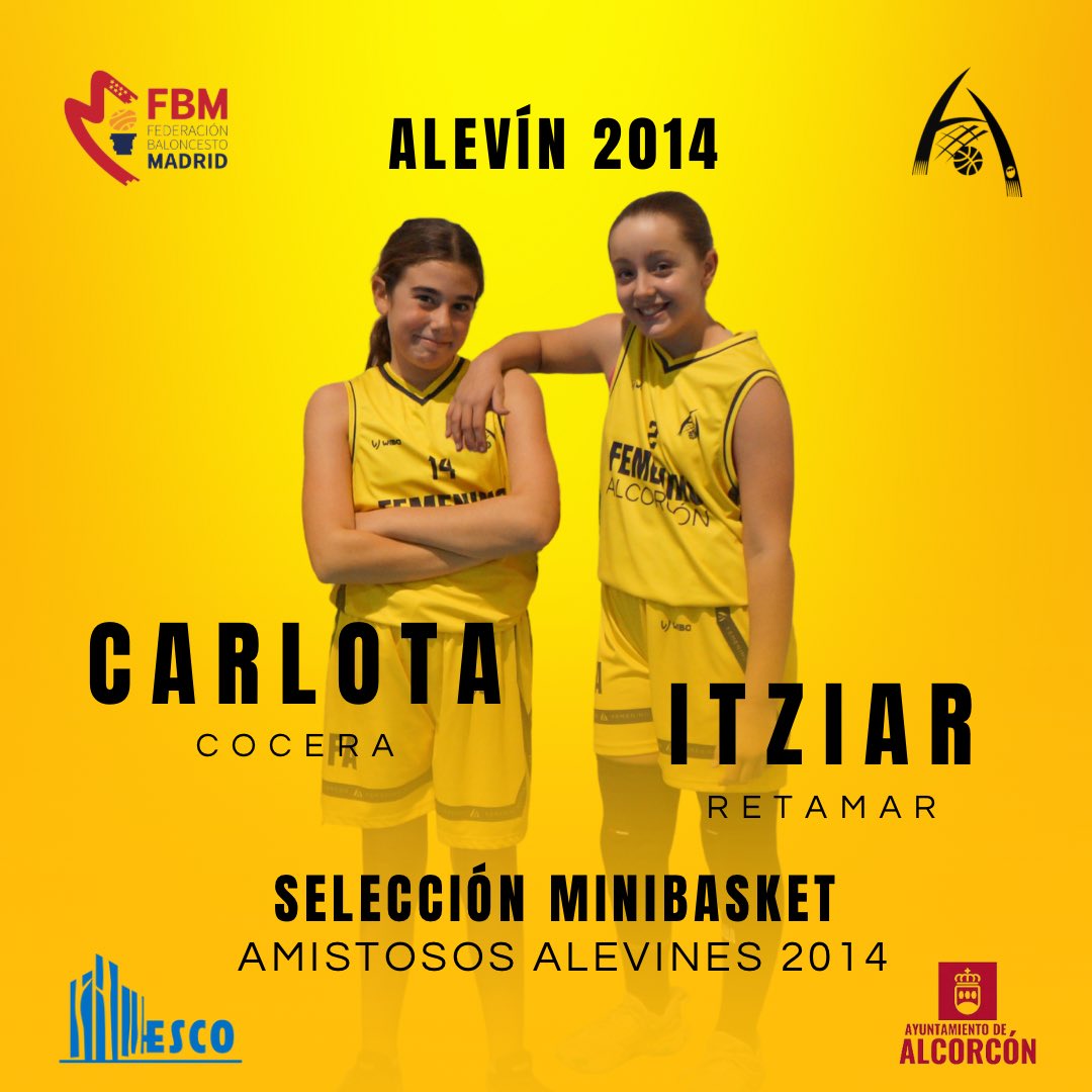 FEMENINALCORCON's tweet photo. Dos jugadoras del alevín 2014 disputarán con la @FBMadrid partidos amistosos contra las selecciones de minibasket de Castilla-La Mancha el próximo domingo 2 de marzo

👉🏽 Carlota Cocera 
👉🏽 Itziar Retamar

Enhorabuena chicas 🚀

#YosoydelFA #FAmilia #Mareaamarilla #Cantera🔝 https://t.co/VKMue649h2