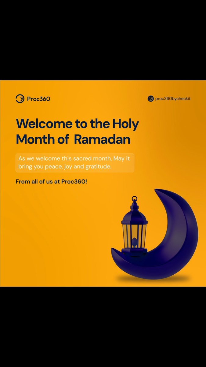 Proc360Care's tweet image. We wish all our Muslim Clients a warm welcome to the holy month of Ramadan!

May this season bring you peace, joy and endless blessings.

From all of us at proc360