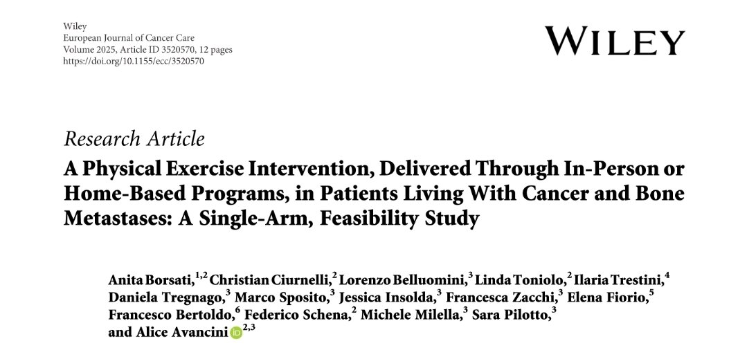 AvanciniAlice's tweet image. Physical #exercise program, delivered in person or home based, is #feasible and #efficacious in patients with bone metastases! It seems more effective in patients with #osteolytics lesions!
Read our last paper on EJCC!
onlinelibrary.wiley.com/doi/full/10.11…