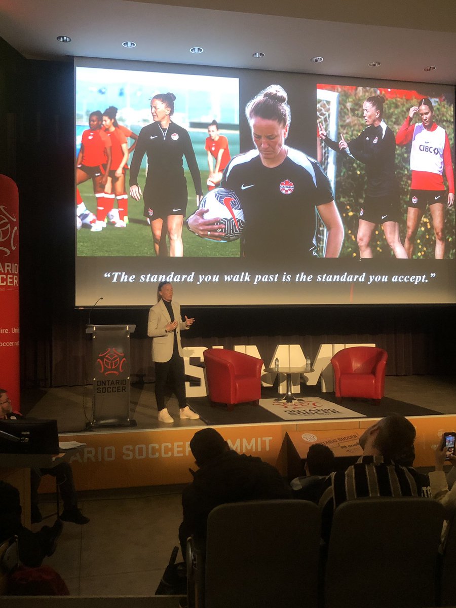 ProfHancockMUN's tweet photo. Sensational talk from Casey Stoney about her journey to the top and building a culture of excellence. #CANNWT is in great hands. #OSS25 https://t.co/fkUjIaqCrt