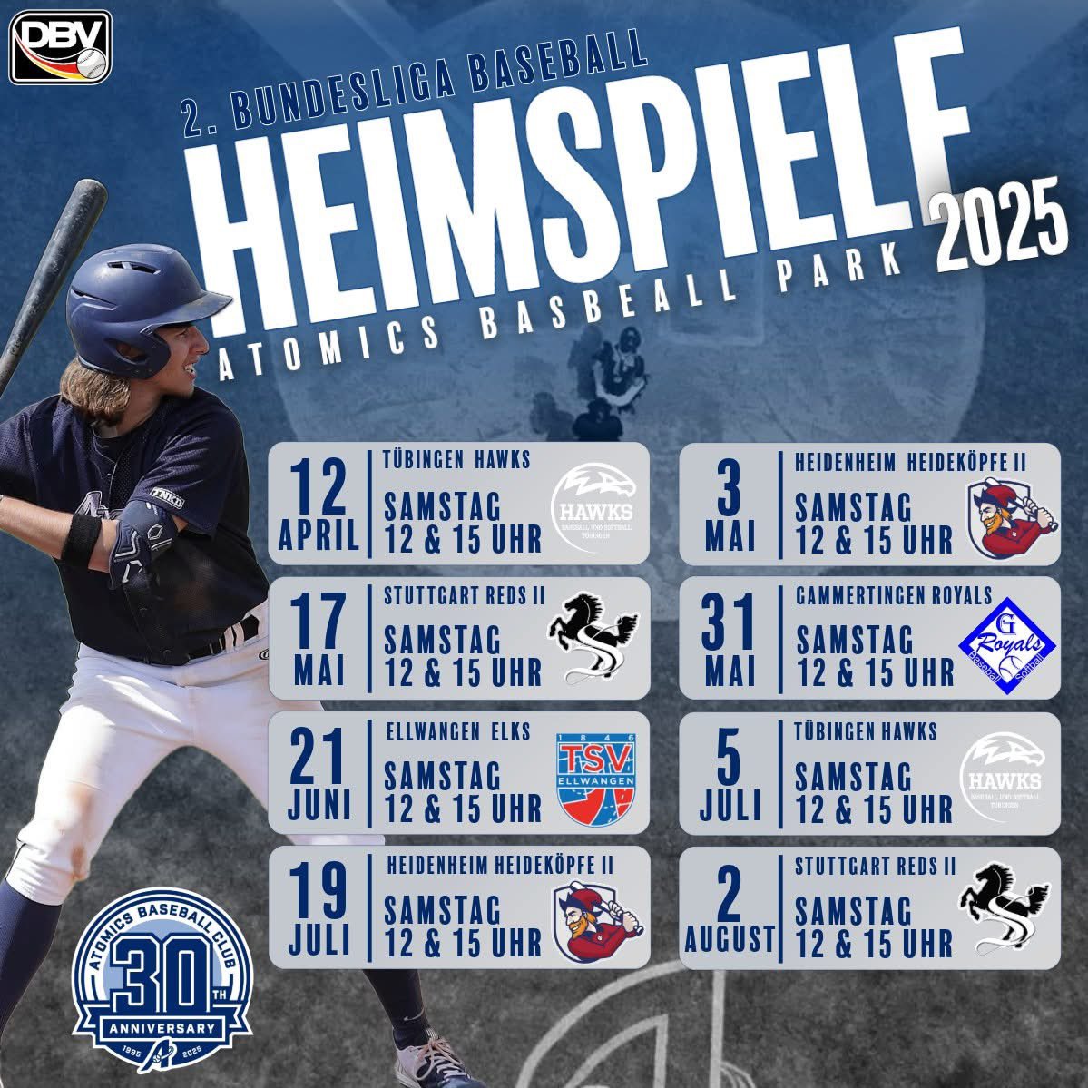 atomicsbaseball's tweet photo. Checkt alle Spieltermine &amp; Tickets in unserem Ticketshop https://t.co/uZSZDc6rQN oder besucht unsere Homepage! 🗓️🌐

🏟️ Sichert euch eure Tickets und seid live dabei, um die Atomics im Ballpark zu unterstützen! 🙌💪 https://t.co/6rHVc5JVQp