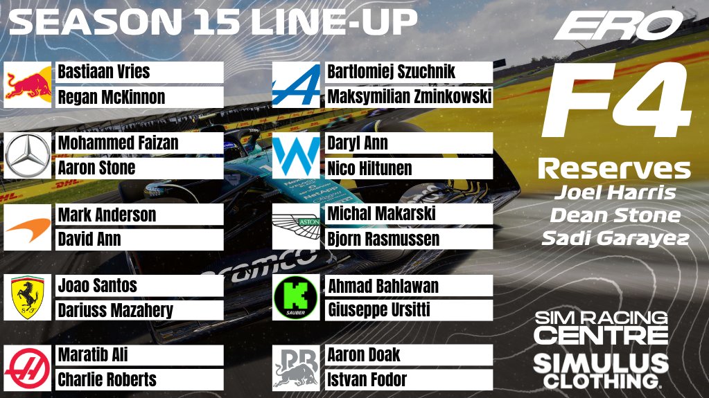 erof1league's tweet image. OUR SEASON 15 GRIDS🤩🤩🤩

Who will clinch the title this season🤔

#f1 #f124 #ea #simracing #ero