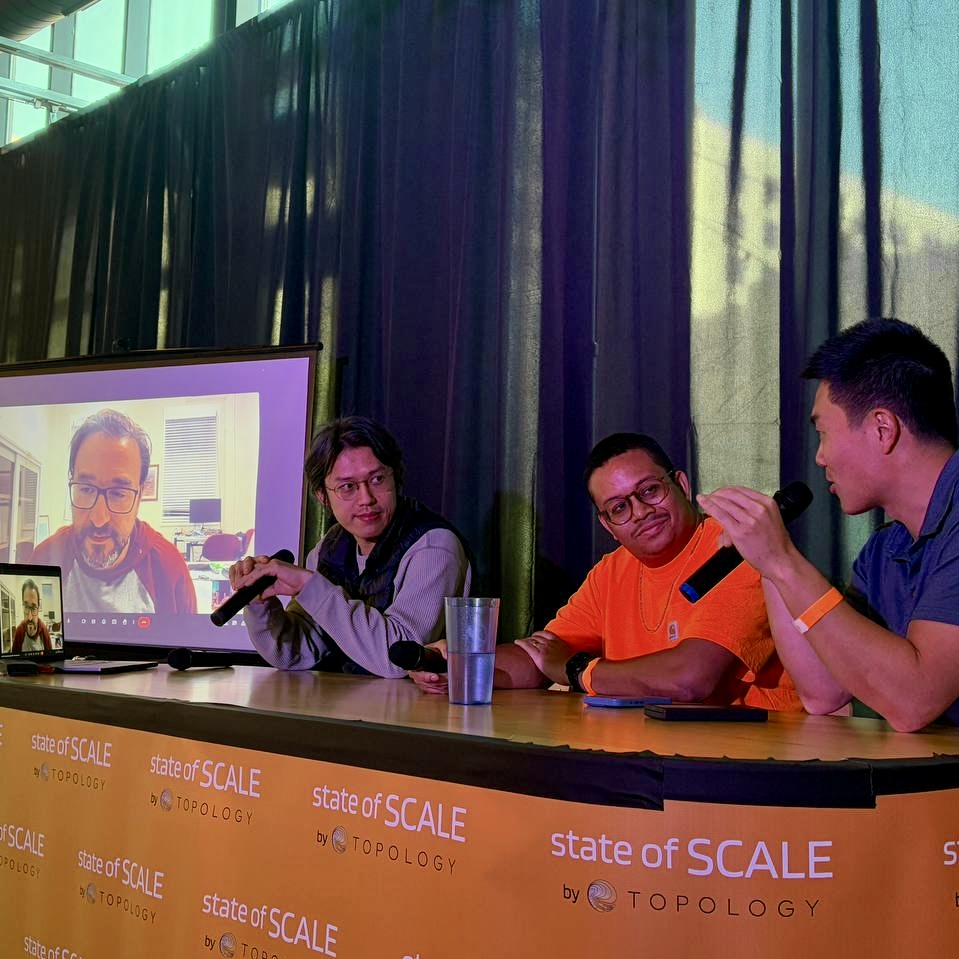 topology_gg's tweet image. Our next expert panel discussing "Infrastructure and P2P" —  happening now!

With
@guiltygyoza from @topology_gg 
@ChadNehemiah from @libp2p
@_weidai from @1kxnetwork 
@jcaleitao from Universidade NOVA de Lisboa

At #StateOfScale. RSVP lu.ma/7ueti2gr

#ETHDenver2024