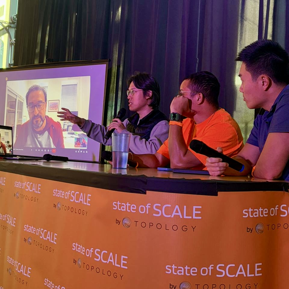 topology_gg's tweet image. Our next expert panel discussing "Infrastructure and P2P" —  happening now!

With
@guiltygyoza from @topology_gg 
@ChadNehemiah from @libp2p
@_weidai from @1kxnetwork 
@jcaleitao from Universidade NOVA de Lisboa

At #StateOfScale. RSVP lu.ma/7ueti2gr

#ETHDenver2024