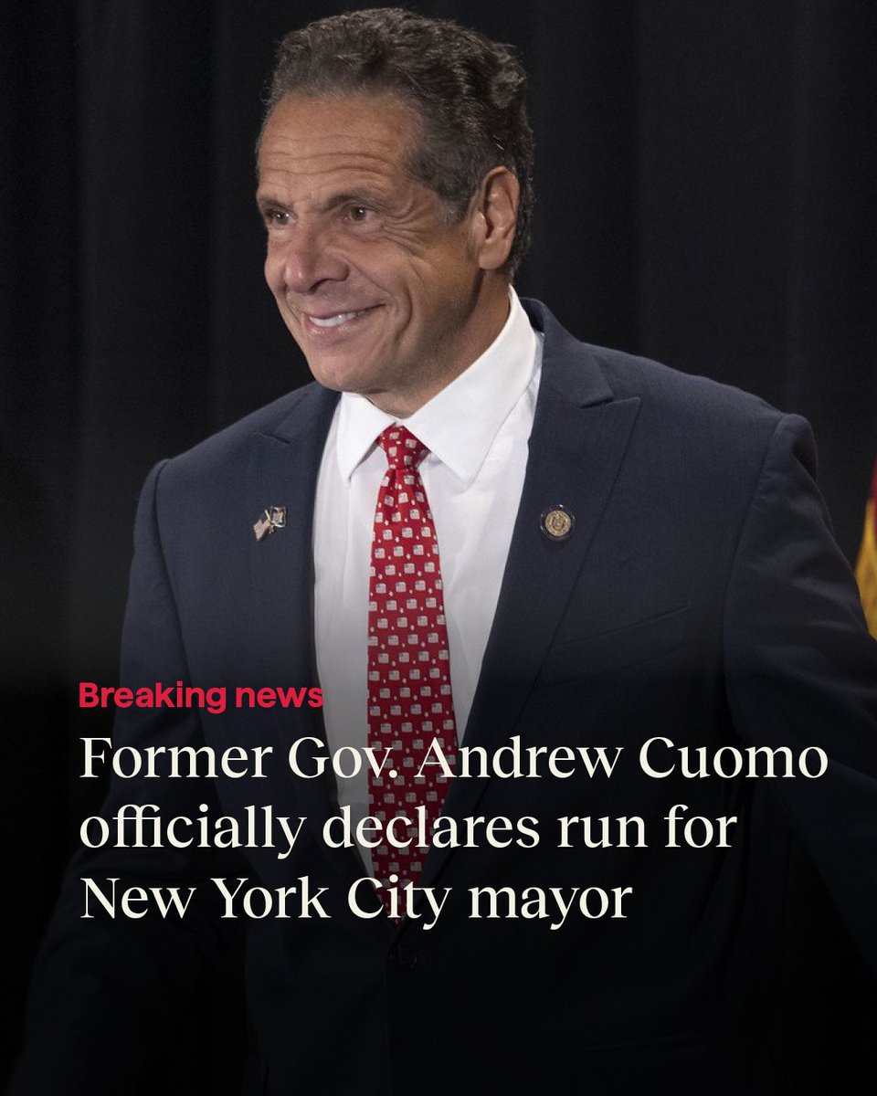 WNYC's tweet image. Cuomo, 67, whose sharp rise to national prominence during the COVID pandemic preceded his stunning resignation amid a series of sexual harassment claims, has officially launched his mayoral bid.

Read more: bit.ly/3EZkndU
