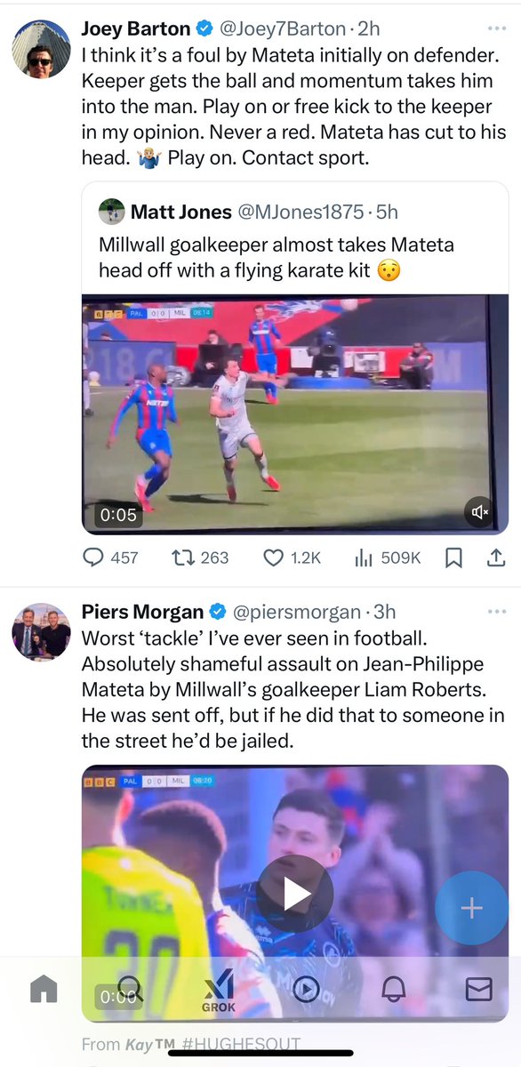 A game of split opinions… 😂

One of the few times I’ve agreed with <a href="/piersmorgan/">Piers Morgan</a> 

One of many examples of <a href="/Joey7Barton/">Joey Barton</a> purposely tweeting things even he thinks are ridiculous just to get clicks 🤦🏻‍♂️