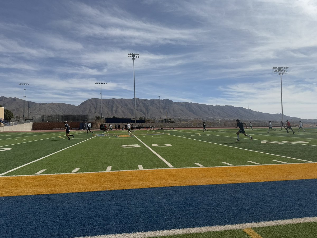Halftime 1-0 jv boys vs the T-Birds with this summer weather. Beautiful view of Franklin Mountains
