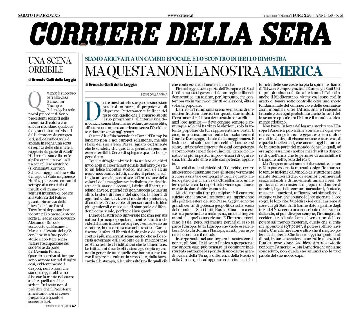 Se volete farvi un regalo, prendetevi 3 minuti e leggete l’editoriale di oggi di Ernesto Galli della Loggia. Questo e’ quello che sta accadendo nei nostri amatissimi USA ⁦<a href="/Corriere/">Corriere della Sera</a>⁩