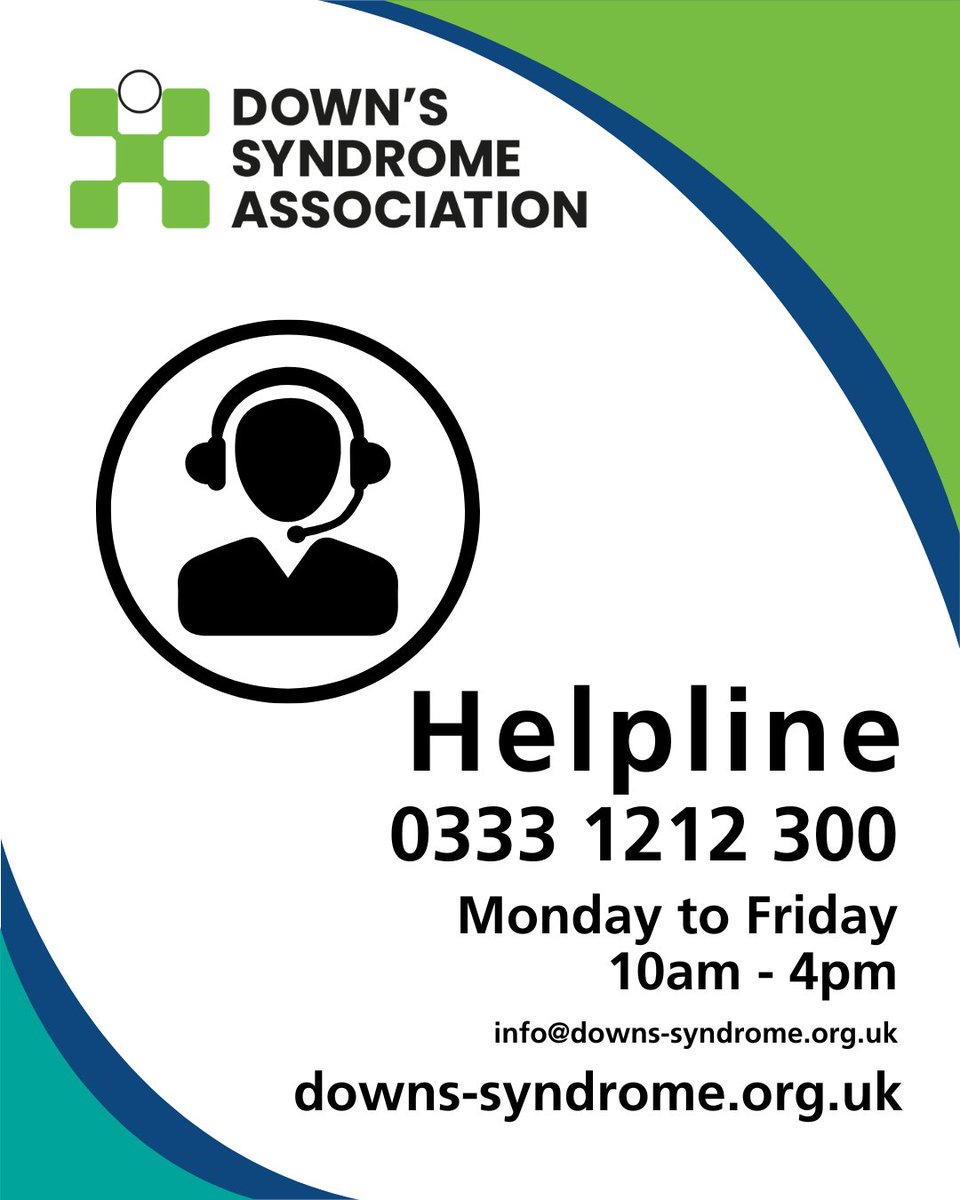At the Down's Syndrome Association, we have a free helpline that anyone can use for information and support about all aspects of life for people who have Down's syndrome. ☎️

We also offer numerous online 💻 training/webinars and group sessions for family members and