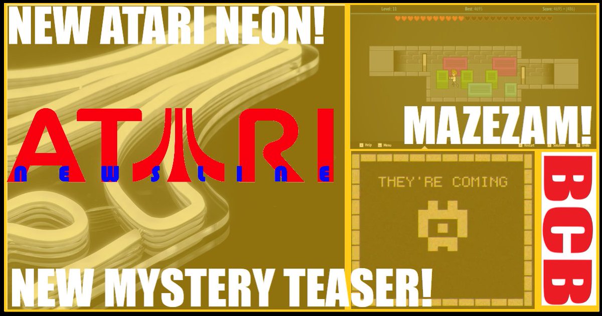 ballistikcoffee's tweet photo. NOW on #AtariNewsline! #MazeZam, a #puzzler by #esolutions, hits @TheAtari_VCS Today! Plus: a NEW #Atari #NEON #LED is up! How's this one different? And: LATEST @atari #Teaser! Let's take a look & discuss! What is it?! Only on #BCB! #Gaming #VCS Watch NOW: https://t.co/uJXLWAneBx https://t.co/mbaO38koSy