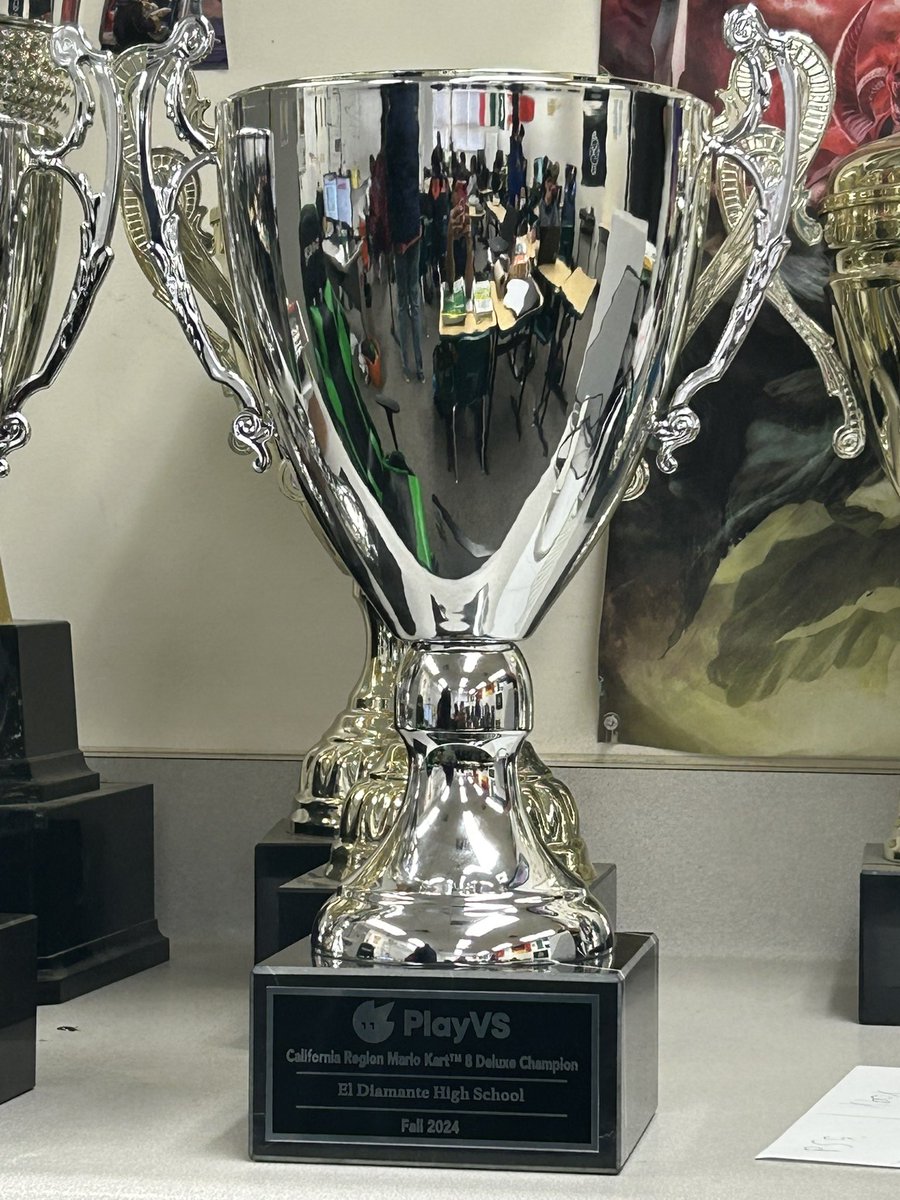 Our championship trophy for winning the <a href="/playvs/">PlayVS</a> Mario Kart 8 Deluxe California Region League arrived!!!