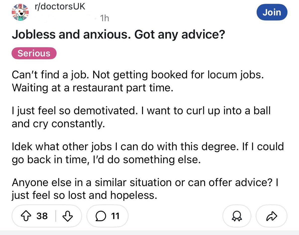 Senior doctors are now in an awkward position. They facilitated the training of other professions into medical substitute roles to mitigate the shortage of doctors.

Now that the need for resident doctors has fallen, there are doctors working in restaurants.

Medicine in the UK…