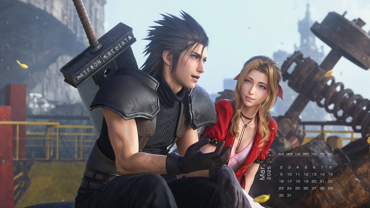 Sreliata's tweet image. Zack &amp;amp; Aerith Zerith Wallpaper #FF7R #FFVII ♥