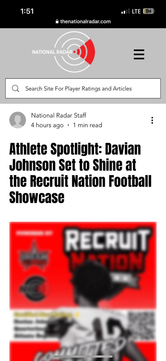 Thank you <a href="/RecruitNationUS/">Recruit Nation</a> for the recognition!

<a href="/RecruitGeorgia/">Recruit Georgia</a> <a href="/RecruitGeorgia/">Recruit Georgia</a> <a href="/RadarHitList/">Radar Hit List - Elite Talent Network 🏈</a> <a href="/elitefootballac/">EliteTalentFootball</a> <a href="/EliseMinor/">Elise Benton</a> <a href="/Dale_Dowden/">Dale Dowden</a> <a href="/CoachTBarr/">#BESTAVAILABLE</a> <a href="/DeansTobias/">Tobias deans</a> <a href="/QBHitList/">QBHitList.com</a> <a href="/BerkmarFootball/">Berkmar Football</a> <a href="/CoachSokolRHIT/">Jeff Sokol</a> <a href="/RagoliaSal/">Coach Sal Ragolia</a> <a href="/BenjaminDoole/">Coach Doole</a> 

thenationalradar.com/post/athlete-s…
