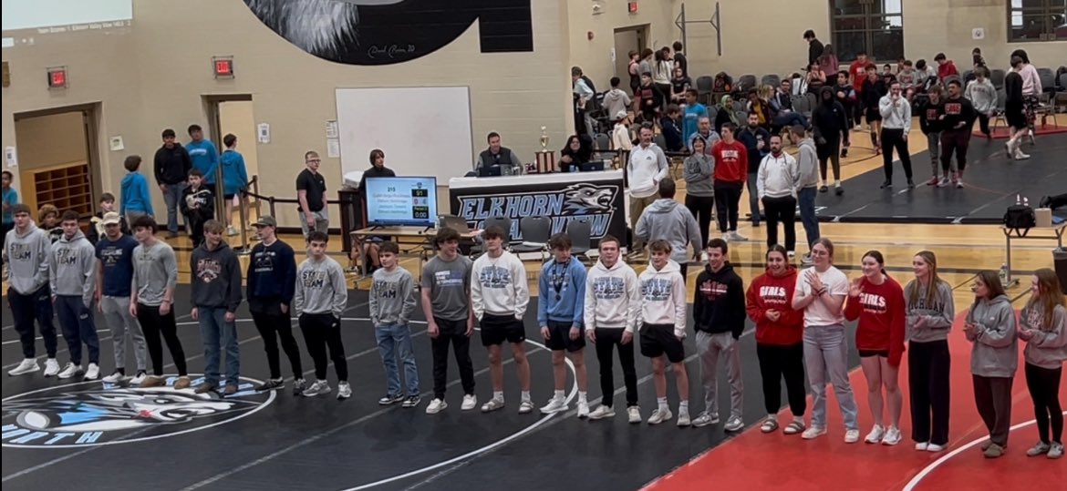 Elkhorn South Storm Wrestling (@wrestlingeshs) on Twitter photo Our 12 State Qualifiers were recognized today at the Elkhorn MIddle School City Championships, along with the other qualifiers from all Elkhorn schools. Way to represent, Storm! 💪🏼⚡️
#ROLLSTORM
<a href="/ROrtmeier/">Roger Ortmeier</a> <a href="/ENHS_wrestle/">Elkhorn North Wrestling</a> <a href="/AntlersGirls/">Elkhorn Girls Wrestling</a> <a href="/AntlersMatside/">Elkhorn 🦌 Wrestling 🤼♂️</a> <a href="/ElkhornPS/">Elkhorn Public Schools</a> <a href="/ESStormCell/">StormCell</a> Our 12 State Qualifiers were recognized today at the Elkhorn MIddle School City Championships, along with the other qualifiers from all Elkhorn schools. Way to represent, Storm! 💪🏼⚡️
#ROLLSTORM
<a href="/ROrtmeier/">Roger Ortmeier</a> <a href="/ENHS_wrestle/">Elkhorn North Wrestling</a> <a href="/AntlersGirls/">Elkhorn Girls Wrestling</a> <a href="/AntlersMatside/">Elkhorn 🦌 Wrestling 🤼♂️</a> <a href="/ElkhornPS/">Elkhorn Public Schools</a> <a href="/ESStormCell/">StormCell</a>