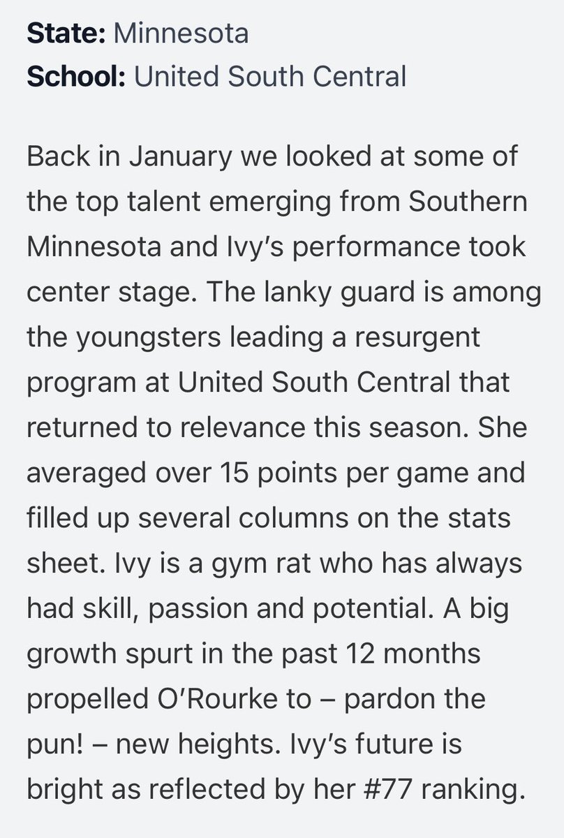 Basketball is a T.E.A.M. sport, but it is great to see those who put in a ton of time, get some recognition. Congrats Ivy, looking forward to the summer, to see the improvement Ivy and the rest of the team can make!