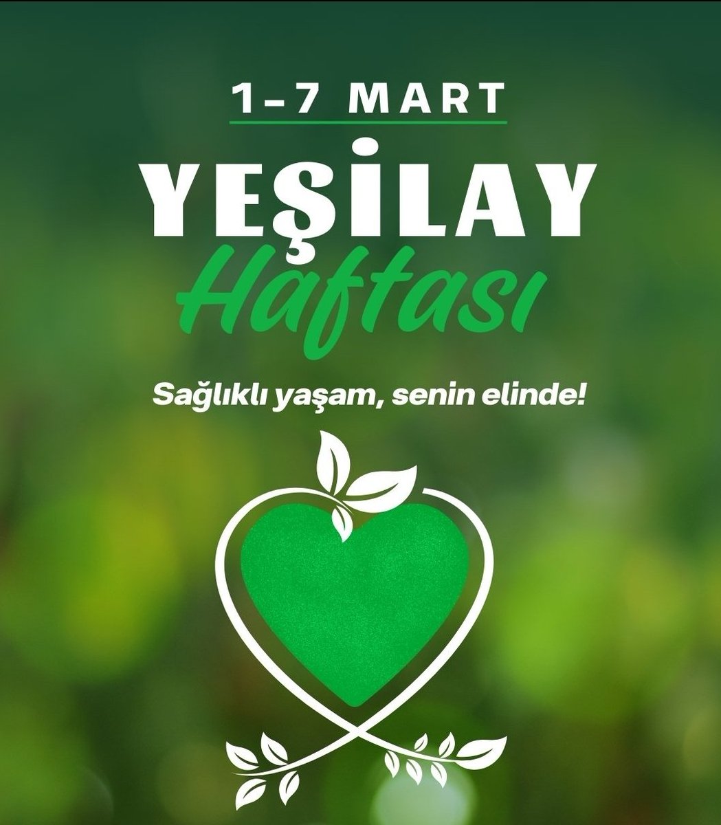 Daha iyi bir gelecek, güçlü bir toplum, sağlıklı bir nesil için akıl, beden ve ruh sağlımızı tehdit eden her türlü bağımlılıktan uzak, sağlıklı ve mutlu bir hayat geçirmeniz dileğiyle 1-7 Mart #YeşilayHaftası kutlu olsun..