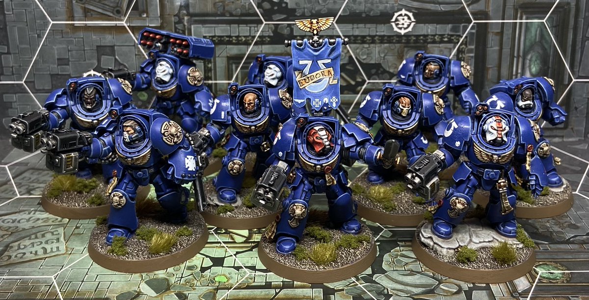 A very Merry #MarchForMacragge to everyone! 

It’s the month where we celebrating Ultramarines by painting a few of them and sharing our work.

So, here’s my brand new unit, Terminator Squad Gaius, painted just last week. 

What Ultra-hobby you got planned? 
#WarhammerCommunity