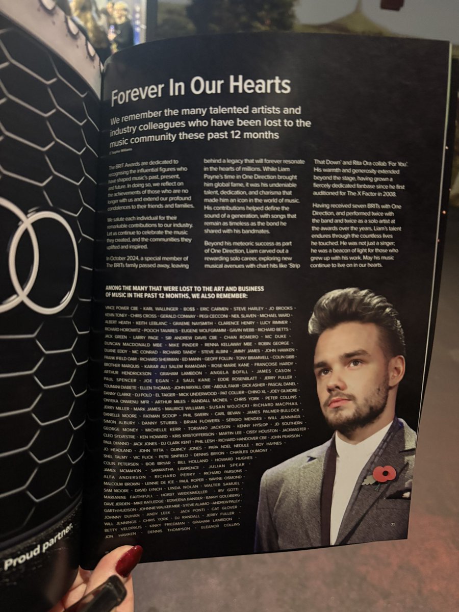 “In October 2024, a special member of The BRITs family passed away, leaving behind a legacy that will forever resonate in the hearts of millions. While Liam Payne's time in One Direction brought him global fame, it was his undeniable talent, dedication, and charisma that made him