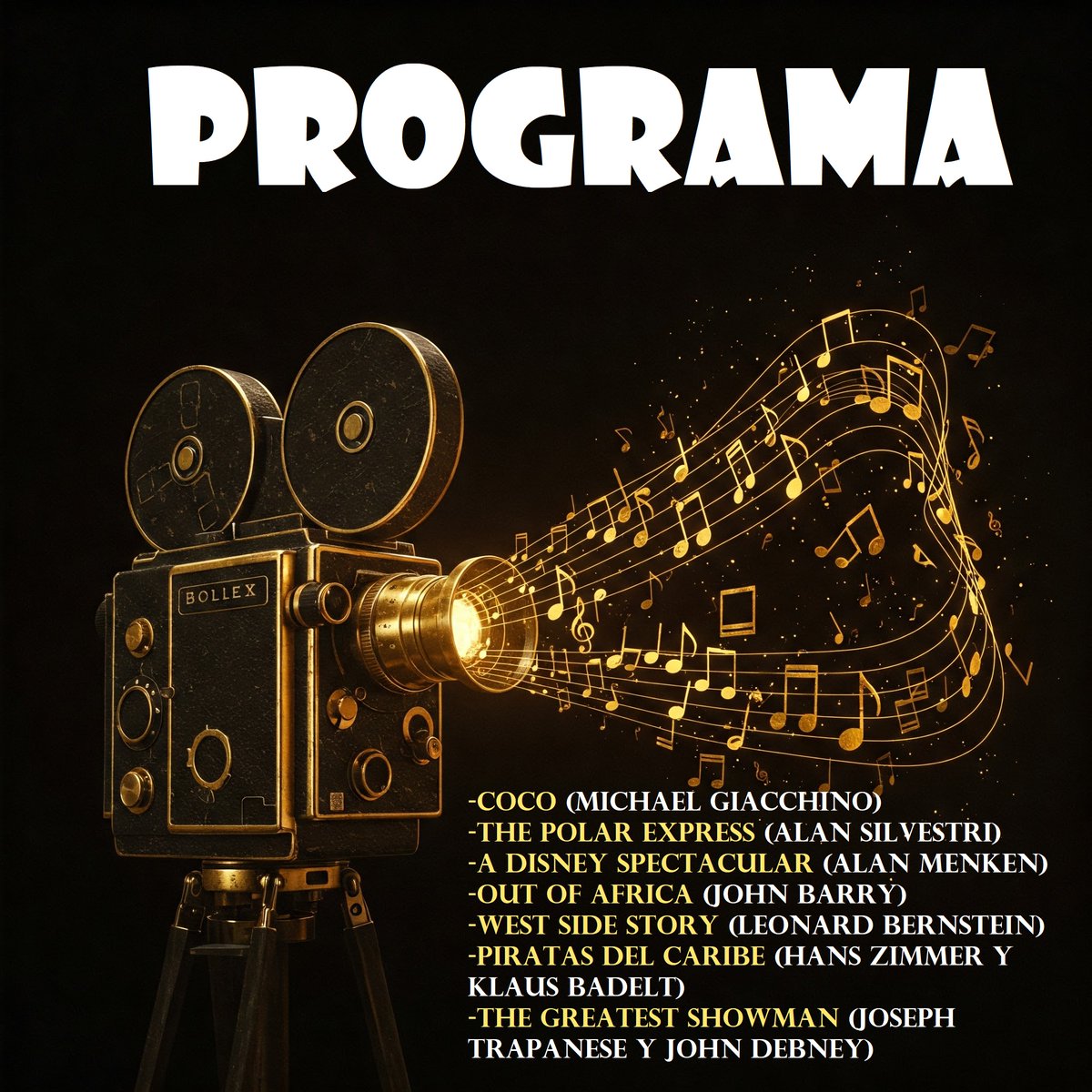 Mañana DOMINGO 2 de MARZO... Concierto de Bandas Sonoras. 🎶🎬🎺
🕗 A las 12:45 horas en la Escuela Municipal de Música y Danza de Algete (Plaza de la Constitución).
😊Entrada LIBRE (hasta completar el aforo)
✨✨ ¡Os esperamos! ✨✨