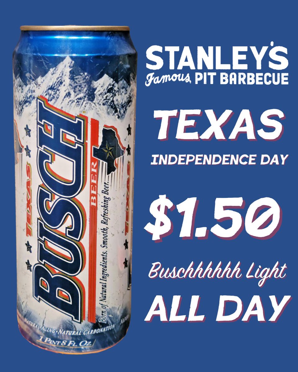 When it’s #TexasIndependenceDay weekend and Lone Star is unavailable, you pivot! 
(insert Ross and Rachel gif) 🤣

We’ve got $1.50 Busch light from open to close, y’all! ❤️