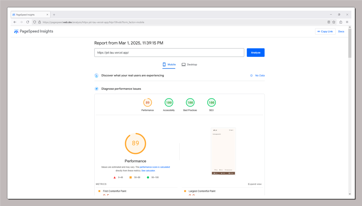 jetprojectdev's tweet photo. PageSpeed Insights (Mobile): https://t.co/fytvRlA53Q https://t.co/SuGjqGJDcb