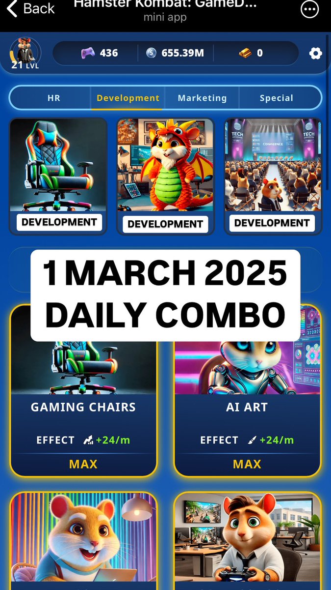 Dpreshiy's tweet image. 1st March 2025
🔥Hamster Kombat GameDev 🔥

Daily Cipher and Daily Combo    

📅 01.03.2025 

Code: GHOST

G - - .
H . . . .
O - - -
S . . .
T -

 #HamsterKombat #GameDev #dailycipher #dailycombo