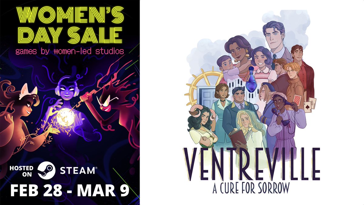 Ventreville: A Cure for Sorrow is part of the Women’s Day Sale on Steam! Thanks to <a href="/wingsfundme/">WINGS</a> for hosting 🪽

We have a demo to check out, and there's so many other games to browse. 👇
store.steampowered.com/app/2992580/Ve…