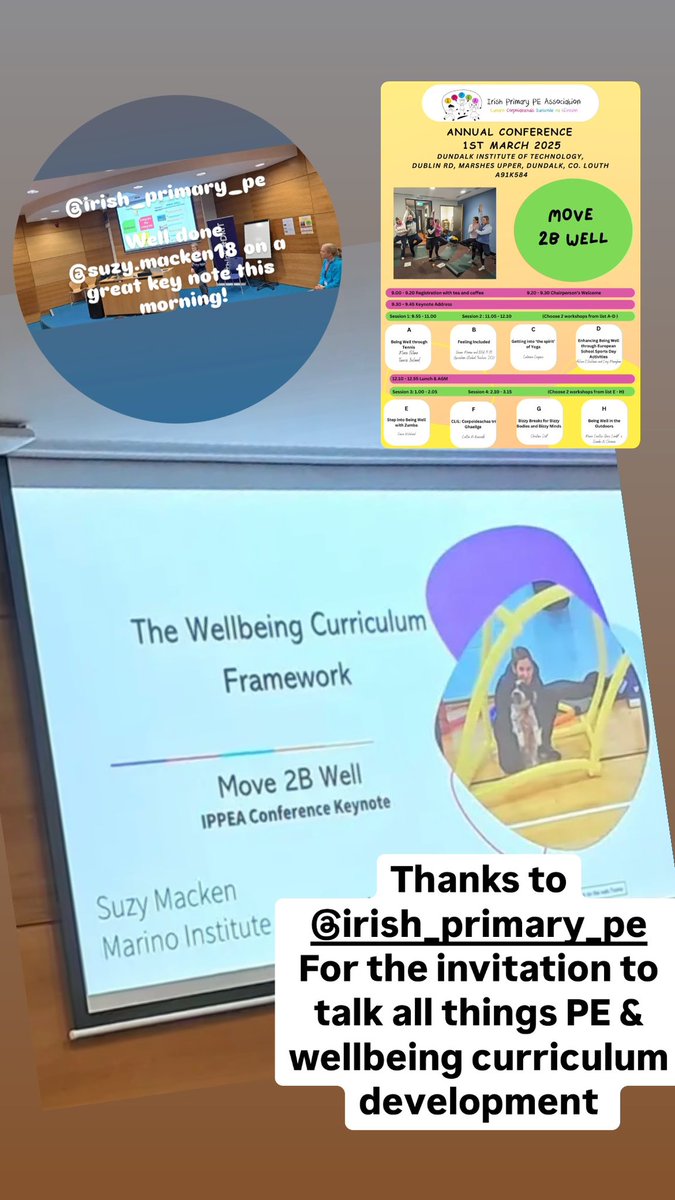 Delighted to have been part of the annual <a href="/IrishPrimaryPE/">Irish Primary PE Association (IPPEA)</a> Conference talking all things primary PE and curriculum development. Congrats to the executive committee for their energy, workshops and healthy bites for lunch. <a href="/MarinoInstitute/">MIE</a>